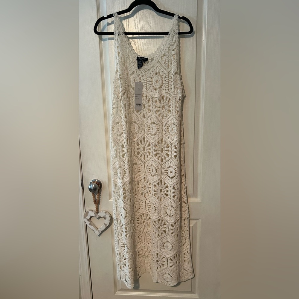 NWT Papillon Cream Crochet Midi Dress - Picture 1 of 6